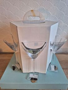 Set of 6 Louise Kennedy Tipperary Crystal Martini Glasses Pristine