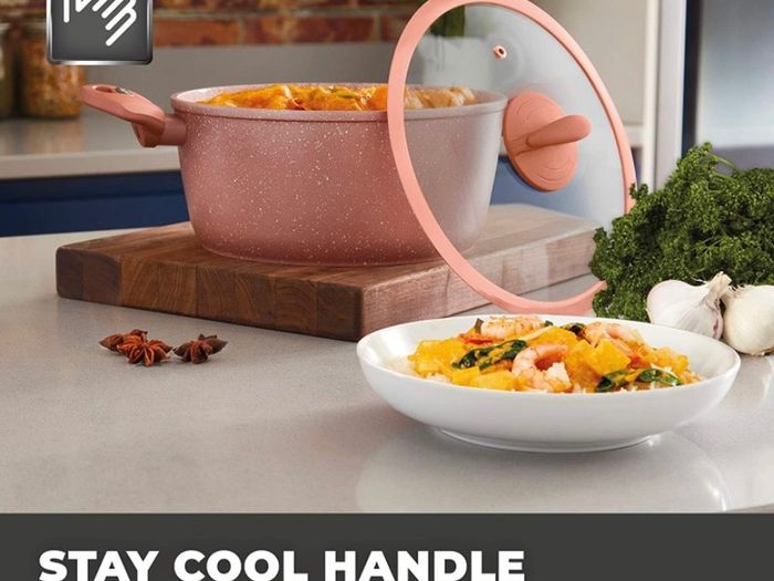 Forged Casserole Dish with Non-Stick Coating , Soft Touch Handles and Tempered Glass Lid, 24 cm (FREE POSTAGE)