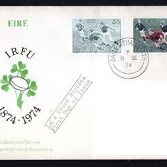 1974 Ireland Centenary of Irish Rugby Football Union Commemorative Stamps Department of Post and Telegraphs address Cover (FDC).