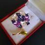 Beautiful Enamel & Crystal Blue Hydrangea Flower Brooch Shawl Pin Jewellery Image 3