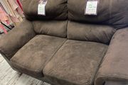 Brown suede 2 seater sofa