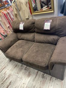 Brown suede 2 seater sofa