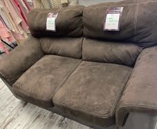 Brown suede 2 seater sofa