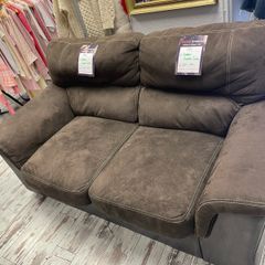 Brown suede 2 seater sofa