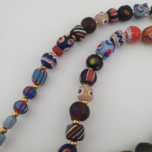 Antique Venetian Style MulitColor Mix Glass & Old Face Glass Pendant Necklace