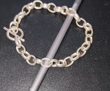 Sterling silver 925 chain links toggle bracelet, 17 g, L -  18 cm