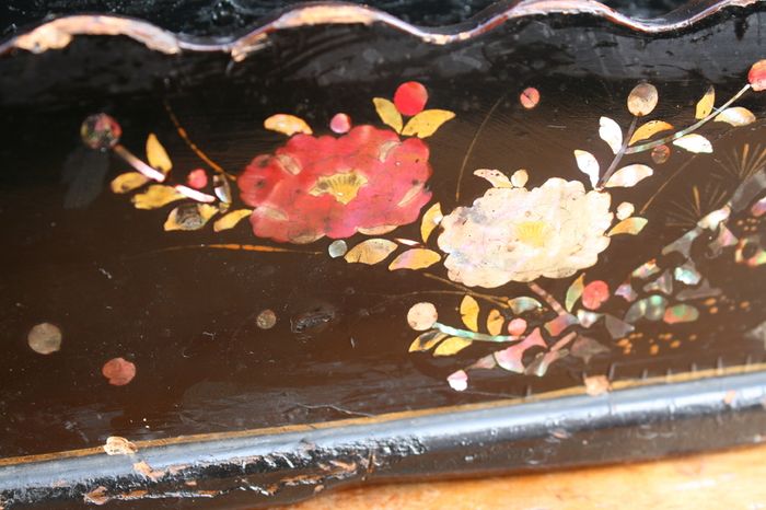 Antique Hand Painted Papier Victorian Mail Holder  Art 12" X 8"