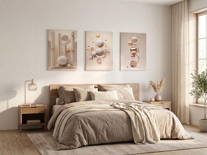 3 framed printed canvas 45x65cm