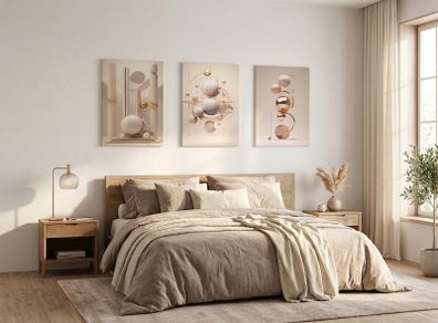 3 framed printed canvas 45x65cm