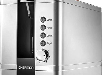 Stainless Steel 2-Slice Pop Toaster w/ 7 Shade Settings, Extra-Wide Slots for Toasting Bagels, Defrost/Reheat/Cancel Functions, Removable Crumb Tray, Silver, 925 W (FREE POSTAGE)