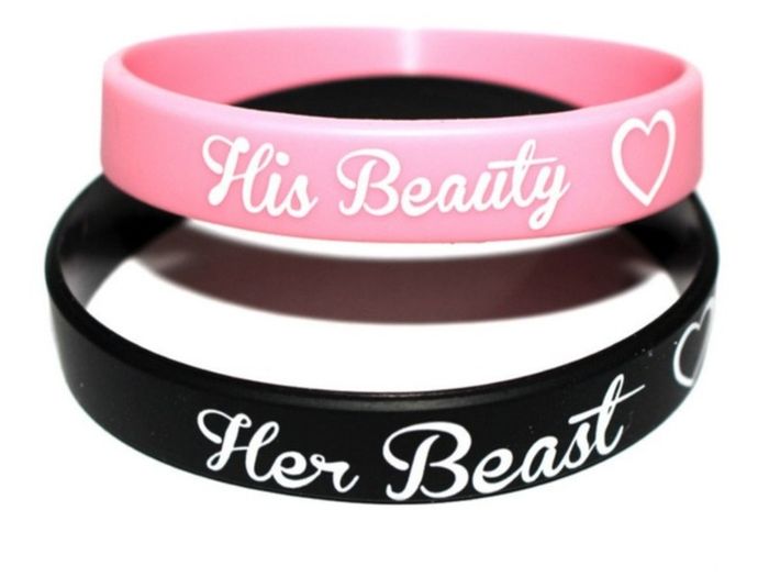 Silicone wristband for couple x2 pink and black