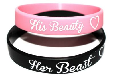 Silicone wristband for couple x2 pink and black