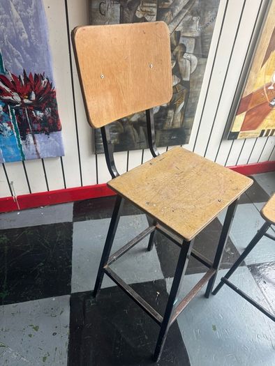 Pair of Vintage Industrial School Lab Stools