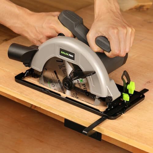 1400W Circular Saws, Max 6000 RPM Pure Copper Motor Electric Saws, Adjustable Cutting Depth and Angle: 62mm(90 )-48mm(45 ), Dust Collection System and 185mm Saw Blade