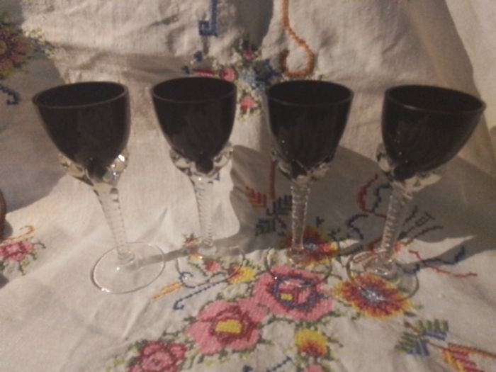 Four Cranberry/ Ruby Liquer Glasses