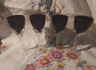 Four Cranberry/ Ruby Liquer Glasses