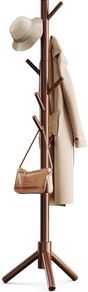 FREE SHIPPING Sturdy Wooden Coat Stand, 3 Adjustable Sizes Coat Tree with 8 Hooks, Coat Stands for Hallway Entryway, Hat Stand for Clothes, Used in Bedroom/Office/Hallway/Entryway