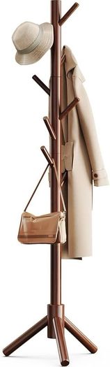 FREE SHIPPING Sturdy Wooden Coat Stand, 3 Adjustable Sizes Coat Tree with 8 Hooks, Coat Stands for Hallway Entryway, Hat Stand for Clothes, Used in Bedroom/Office/Hallway/Entryway