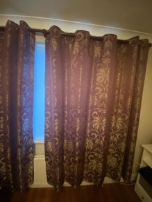Purple & grey curtains 90x90 (+ cushions)