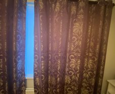 Purple & grey curtains 90x90 (+ cushions)