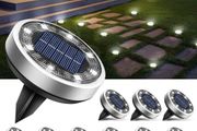 Solar Lights Outdoor Garden, 10 Pack Solar Ground Lights, 8 LED Solar Disk Lights Outdoor IP65 Waterproof for Garden Pathway Lawn Patio Yard Landscape (Cool White)