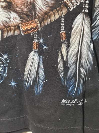 Vintage Wild T Shirt American Indian Wolves Dreamcatcher Print Fromt And Back Size Medium