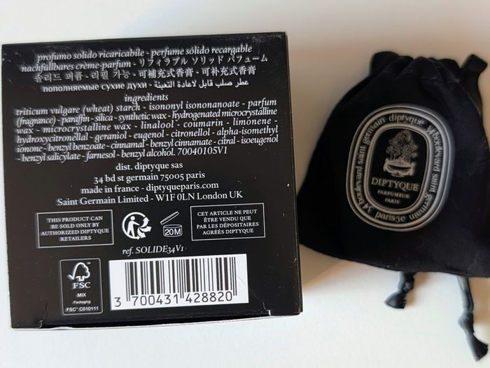 Diptyque 34 Boulevard Saint Germain Refillable Solid Perfume 3g, Box & Pouch