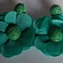 Chunky Raffia Green Fabric Flower Statement Earrings Image 5