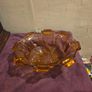 Large Art Deco Amber Glass Bowl Image 2
