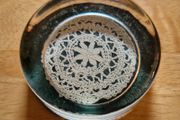 Unique Vintage Glass Paperweight  with Hand woven Lace -inlay