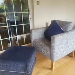 Armchair and foot stool