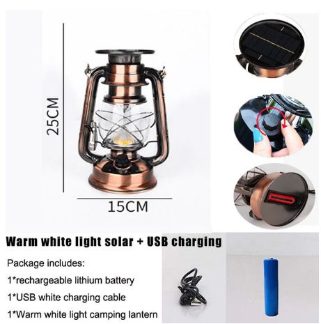 Solar USB Charging Vintage Camping Lantern Light