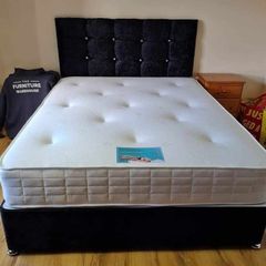 king size 5ft Divan beds, tufted memory foam mattress, and storage drawers in stock