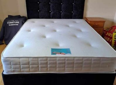 king size 5ft Divan beds, tufted memory foam mattress, and storage drawers in stock