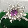 Purple Garnet, White Zircon Firework Ring in Rhodium Overlay Sterling Silver, 0.627 Ct. Image 4