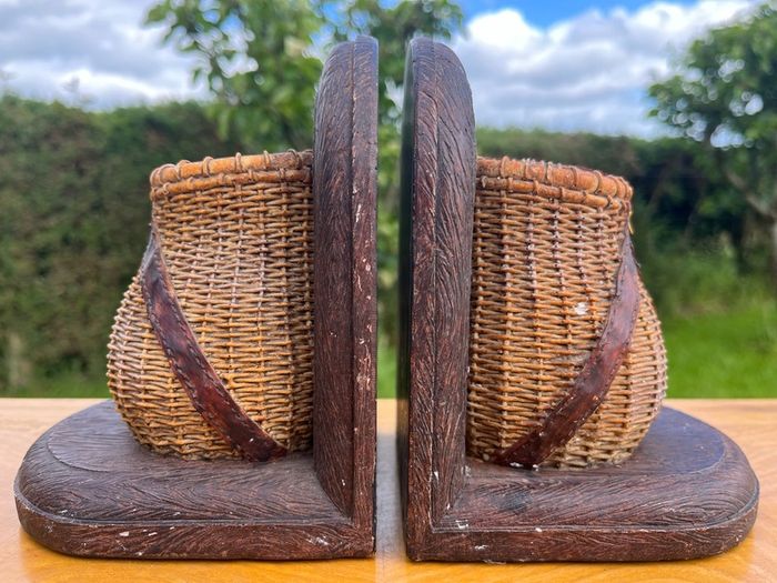 vintage fishing creel book ends