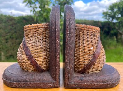 vintage fishing creel book ends