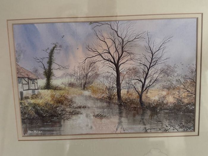 Original Framed Painting "Tranquil River" by Des Allen (44 x 34cm)