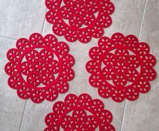 Red Felt Placemats x 4