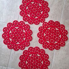 Red Felt Placemats x 4