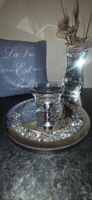 Newgrange Living Crystal Tealight Holder Mirrored Diamante Tray Luxury Decor