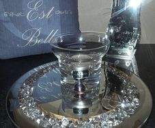 Newgrange Living Crystal Tealight Holder Mirrored Diamante Tray Luxury Decor