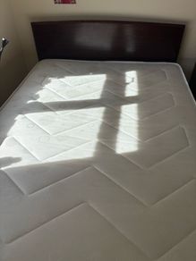 Double bed base, headboard and mattress