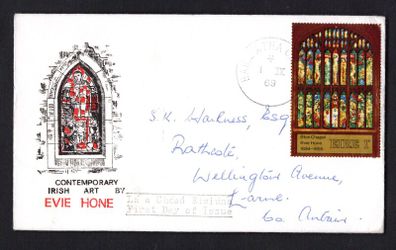 1969 Ireland Contemporary Irish Art Stained Glass Church Window by Evie Hone Commemorative Stamp First Day Cover (FDC)
