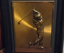Vintage 3D Copper "Golfer Mid-Swing" Picture signed by Artist