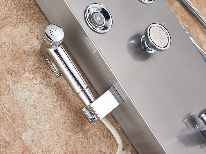BRAND NEW LED Light Shower Faucet Bathroom Waterfall Rain Black Shower Panel In Wall Shower System with Spa Massage Sprayer and Bidet Tap
