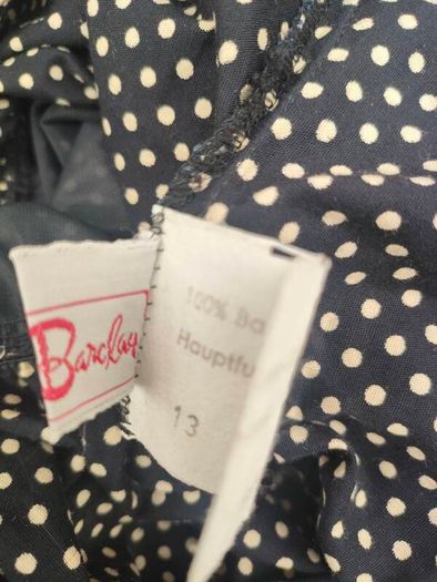 Vintage Betty Barclay Navy and cream polkadot midi dress