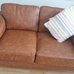 tan leather 2 seater couch