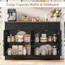 Sideboard, 120 cm Wide Kitchen Cabinet with Worktops, Kitchen Buffet Storage Cabinet with 2 Drawers and 4 Doors, Living Room, Kitchen, Hallway, Black & Brown Image 4