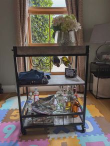 Drinks Trolley with Removable Serving Tray and Wine Rack